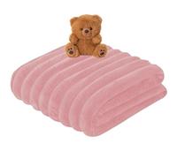 Axcent Comfort Super Soft Big Cord Plush Throw Blanket 150x200cm, Large Size Teddy Sherpa Fleece Chunky Ribbed Blankets Throws Corduroy Thermal Warm Fluffy Quilt Covers Bedding Set (Blush Pink)
