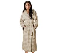 Axcent Comfort Super Soft Hydro Cotton Striped Ribbed Terry Toweling Hooded Bath robes, Luxury Unisex Dressing Gown with 2 Pockets & Wrap Belt (UK, Alpha, L, XL, Regular, Regular, Mink)