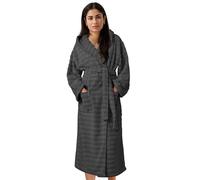 Axcent Comfort Super Soft Hydro Cotton Striped Ribbed Terry Toweling Hooded Bath robes, Luxury Unisex Dressing Gown with 2 Pockets & Wrap Belt (UK, Alpha, L, XL, Regular, Regular, Charcoal)