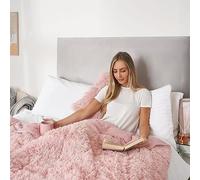 Axcent Comfort Teddy Fleece Long Fur Cuddles Weighted Blankets King Size Adults 8KG 150x200CM Autism Sensory Heavy Weight Blanket for Sleep, Reduces Insomnia, Anxiety (Blush Pink)