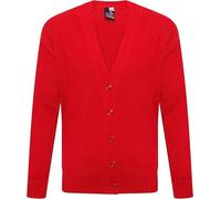 Axcent Comfort Unisex School Uniform Plain Knitted Cardigans Sweater for Boys Girls Kids Full Sleeve V Neck Jumper Button-up Red