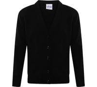 Axcent Comfort Unisex School Uniform Plain Knitted Cardigans Sweater for Boys Girls Kids Full Sleeve V Neck Jumper Button-up Black