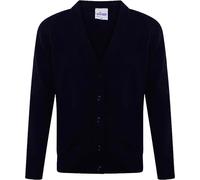 Axcent Comfort Unisex School Uniform Plain Knitted Cardigans Sweater for Boys Girls Kids Full Sleeve V Neck Jumper Button-up Navy Blue