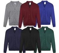 Axcent Comfort Unisex Women Men's Classic V Neck Long Sleeve Cardigans Plain Fleece Button Cardigan Jumper Sweater Front Pockets Royal Blue