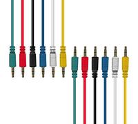AxcessAbles 1/8 TRS to 1/8 TRS Balanced Minijack Stereo Patch Cables - 3.5mm Headphone Jack Aux Cable Bundle - 6-Pack Multi-Color 1ft