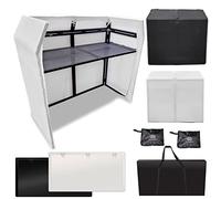 AxcessAbles DJ BOOTH XL 58" x 25" Wide DJ Facade Table | Portable Extra Wide DJ Table Booth with Black and White Scrims, Carry Cases | Large DJ Controller Stand | Music Mixer Stand