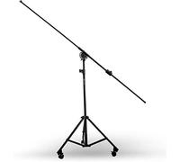 AxcessAbles MB-W Professional Studio Microphone Boom with Locking Wheels, Studio Overhead Boom with 8ft Extension Telescoping Arm, Folding Tripod Legs and Counter Weight Broadcast Recording, Filming