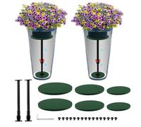 Axcoix 2 Pack Adjustable Height Plant Risers for Inside Pots, 17.5-30" Planter Inserts for Large Pots, Pot Fillers for Tall Square Round Taper Planters (6" 8" 10" Base or Top)
