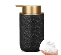 Axcvveiyi Foaming Soap Dispenser, Kitchen Soap Dispenser with Gold Soap Pump, Ceramic Foam Soap Dispenser for Bathroom, 12 Oz Refillable Soap Dispenser for Sanitizer, Shower Gel, Hand Wash (Black)