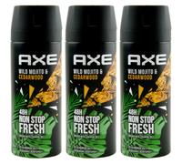 Axe Deo Body Spray Wild Mojito 3 X 150Ml Up To 48H Protection 0% Aluminum Salt