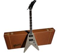 AXE HEAVEN Dave Mustaine Gibson Flying V EXP, Silver Metallic Mini Guitar Model, 10 inch Collectible with Stand and Case