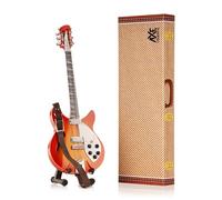 Axe Legends Beatles Rick Miniature Guitar | Handmade Wooden Mini Replica Includes Personalised Mini Leather Guitar Strap and A-Frame Display Stand | 25 cms Tall | Shipped in Gift Box