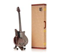 Axe Legends Brian May Red Special Mini Guitar | 25cm Replica & Stand | Brian May-inspired Red Special wooden mini guitar with personalised strap, A-frame display stand and presentation gift box.