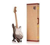 Axe Legends Clapton Black Strat Miniature Guitar | Handmade Wooden Mini Replica Includes Personalised Mini Leather Guitar Strap and A-Frame Display Stand | 25 cms Tall | Shipped in Gift Box
