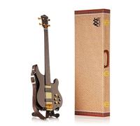 Axe Legends Sting Ibanez Mini Bass | 25cm Replica Gift with Stand | Sting-inspired 25cm wooden mini bass with personalised leather strap, A-frame display stand and presentation gift box.