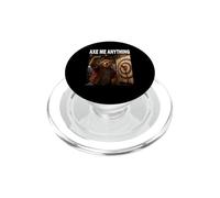 Axe Me Anything Throwing Bear Funny Lumberjack Axe Thrower PopSockets PopGrip for MagSafe