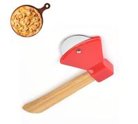 Axe-Shaped Pizza Cutter, Bamboo Handle Stainless Steel Rocker Knife, Kitchen Baking Tool, Creative Pizza Wheel, Dough Cutting Tool