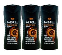 Axe Shower Gel DARK TEMPTATION 3 X 400ml for Men Body Face & Hair Dark Chocolate