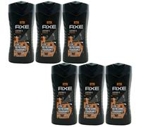 Axe Shower Gel Leather & Cookies 6 X 250ml 3in1 Sz -face -hair - 12h Refreshing