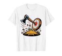 Axe Thrower Skull Crossed Hatchets Lightning Bolt Art T-Shirt