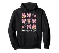 Axe Throwing Axe Thrower Coquette Bow Throw Like A Girl Pullover Hoodie