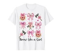 Axe Throwing Axe Thrower Coquette Bow Throw Like A Girl T-Shirt