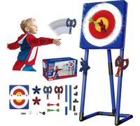 Axe Throwing Game, Foldable Throw Target Game Set With Axe Throw & Lawn Dart Combo Backyard Game, 2 Axes, 2 Six-star Dart & 2 Darts, Lawn Dart Games For Indoor/outdoor, Family Kids Adults blue Square