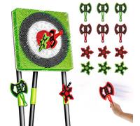Axe Throwing Game for Backyard - 6 Throwing Axe & 6 Throwing Stars, Foldable Stand,Outdoor/Indoor for Kids & Adults &Families Yard Carnival Games, Green
