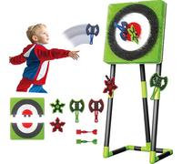 Axe Throwing Game Set, 2-in-1 Axe & Dart Combo Backyard Game with 2 Axes, 2 Six-star Darts & 2 Darts, Metal Frame Dart Board for Indoor Outdoor Family Kids Adults