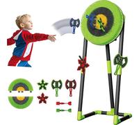 Axe Throwing Game Set, 3-in-1 Axe Throw & Lawn Dart Combo for Outdoor Fun, Includes 2 Axes, 2 Six-star Darts, and Sturdy Dart Board Frame for Family Game Night