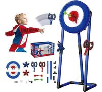 Axe Throwing Game Set, Foldable Target with Dart Combo, Includes 2 Axes, 2 Six-Star Darts, Indoor/Outdoor Family Fun
