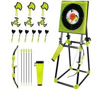 Axe Throwing Game Set with Collapsible Stand, Includes 3 Target Axes, 3 Triangle Darts, 6 Darts, and Bow & Arrow, Safe for Indoor/Outdoor Play