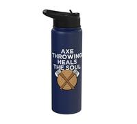 Axe Throwing Heals The Soul Hatchet Thrower Vintage Men Stainless Steel Insulated Water Bottle