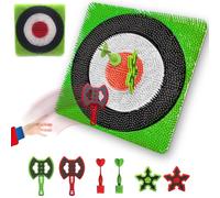 Axe Throwing Target Set for Backyard - Plastic Throwing Axes Game for Adults Kids - Bristle Target Wall-mounted, 2 Throwing Axes, 2 Ninja Stars, 2 Darts Includes - Indoor Outdoor, Yard Carnival Games