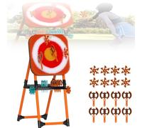 Axe Throwing Target, Throw Game Set - 2-in-1 with 8 Long-Handled Axes & 8 Star Darts, Foldable 150mm Board, Weather-Resistant for Indoor Outdoor Family Fun(Orange)