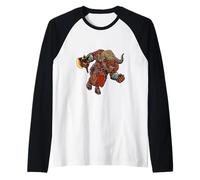 Axe-Wielding Horned Fighter - Minotaur Raglan Baseball Tee