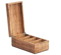 AXEFUN 3" X 5" Index Card Holder, Carbonized Wood Index Card Box, Index Card Organizer Case, Recipe Box with Dividers, 4 Compartments for 600 Cards, File Note Flash Card Holders, 5.9"W x 10"D x 3.9"H