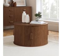Axel Coffee Table - Round - 2 Door - Walnut Fluted