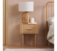 Axel Curved Bedside Table - 1 Drawer - Oak Fluted