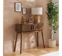 Axel Curved Console Table - Walnut Fluted