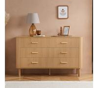 Axel Curved Wide Chest - 6 Drawer - Oak Fluted