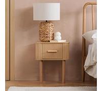 Axel Oak Fluted 1 Drawer Curved Bedside Table