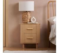 Axel Oak Fluted 2 Drawer Curved Bedside Cabinet
