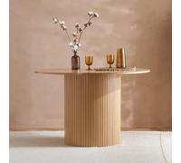 Axel Oak Fluted 4 Seater Round Dining Table