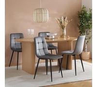 Axel Oak Fluted Oval Dining Set with 4 Chair