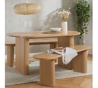 Axel Oval Dining Set - 6 Seater - 160cm - with 2 Benches - Oak Fluted