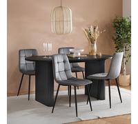 Axel Oval Dining Set - 6 Seater - 160cm - with 4 Chairs - Black Fluted