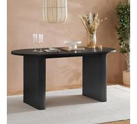 Axel Oval Dining Table - 6 Seater - 160cm - Black Fluted