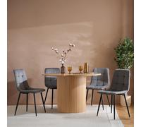 Axel Round Dining Set - 4 Seater - 120cm - with 4 Chairs - Oak Fluted