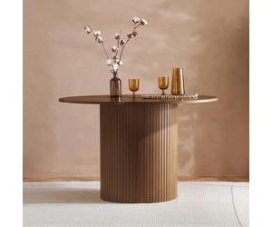 Axel Round Dining Table - 4 Seater - 120cm - Walnut Fluted